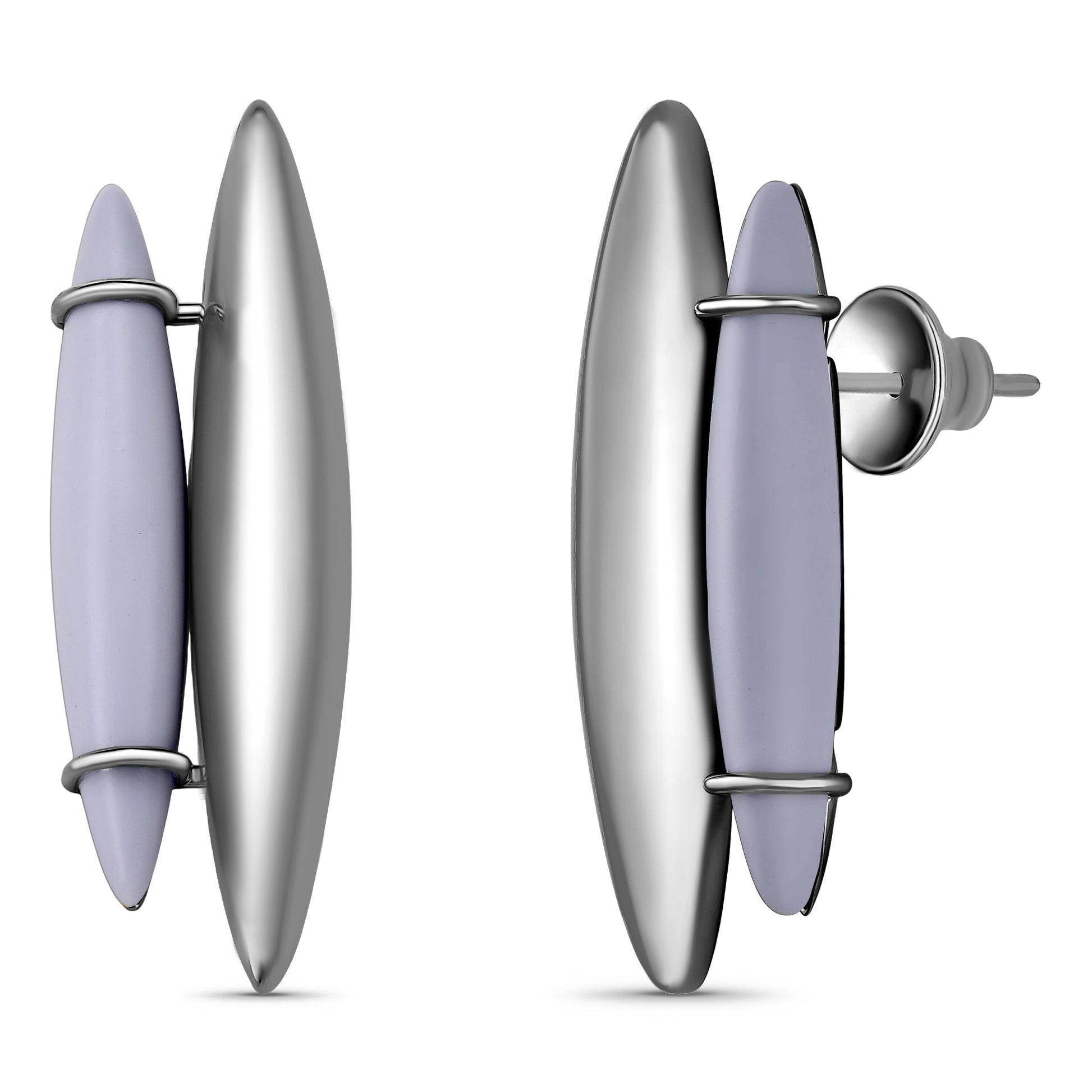 Brinco Ecoa - Resina Azul Hortência em Banho de Ródio Negro - AIMER