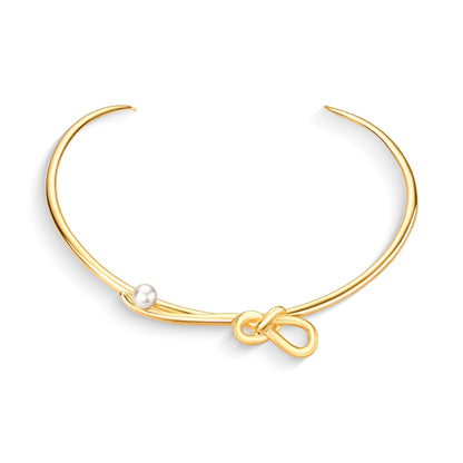 Colar Laços com Pérola em Banho de Ouro 18K - AIMER JOAIS