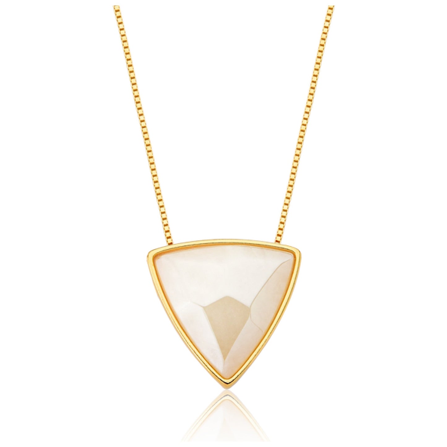 Colar Triângulo com Ágata Branca em Banho de Ouro 18K - AIMER JOIAS