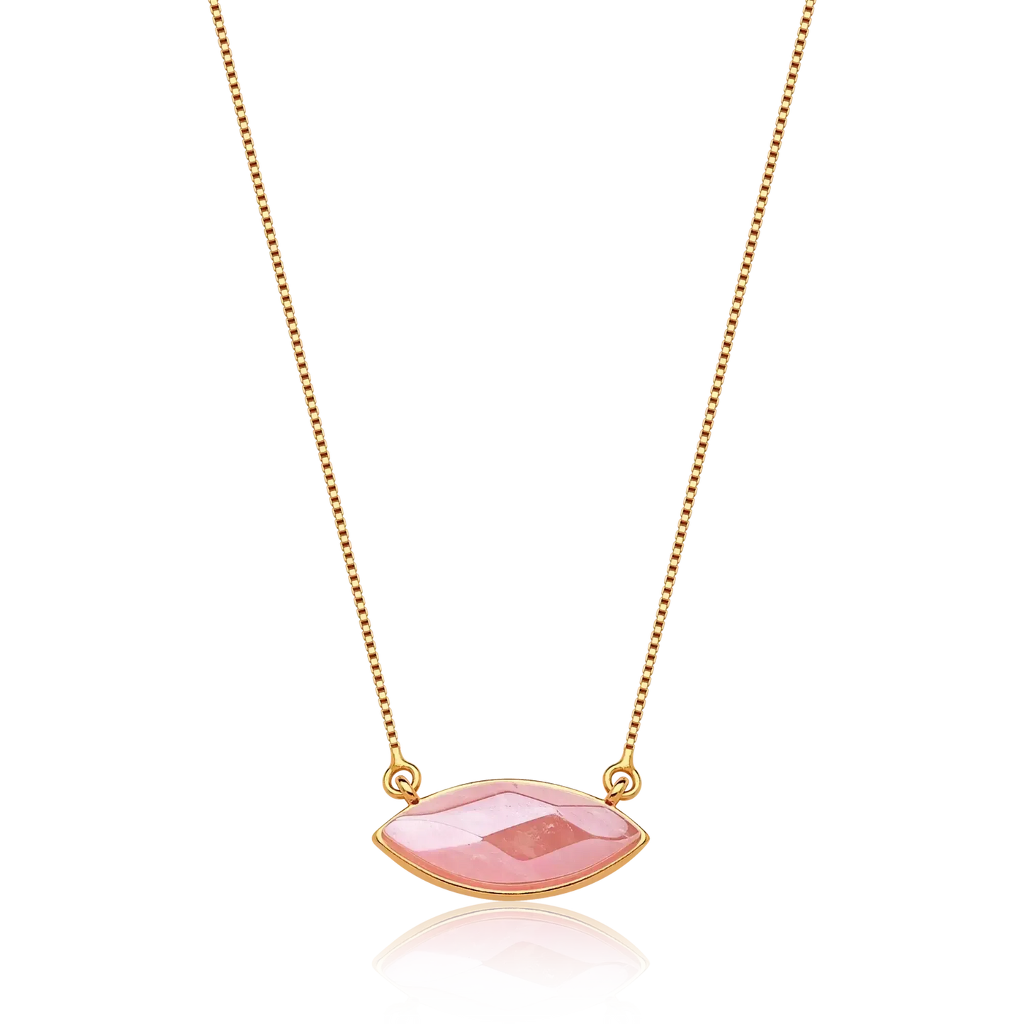 Colar Dália com Quartzo Rosa em Banho de Ouro 18k