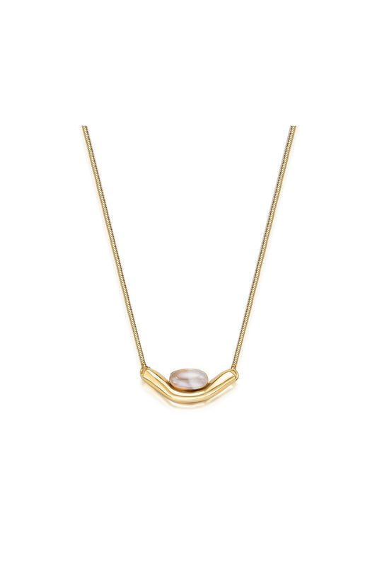 Colar Sentir com Ágata Cinza Listrada em Banho de Ouro 18K para atrair harmonia, proteção e clareza para a sua jornada.