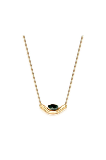 Colar Sentir com Ágata Verde em Banho de Ouro 18K para atrair equilíbrio, prosperidade e renovação para o seu dia a dia.