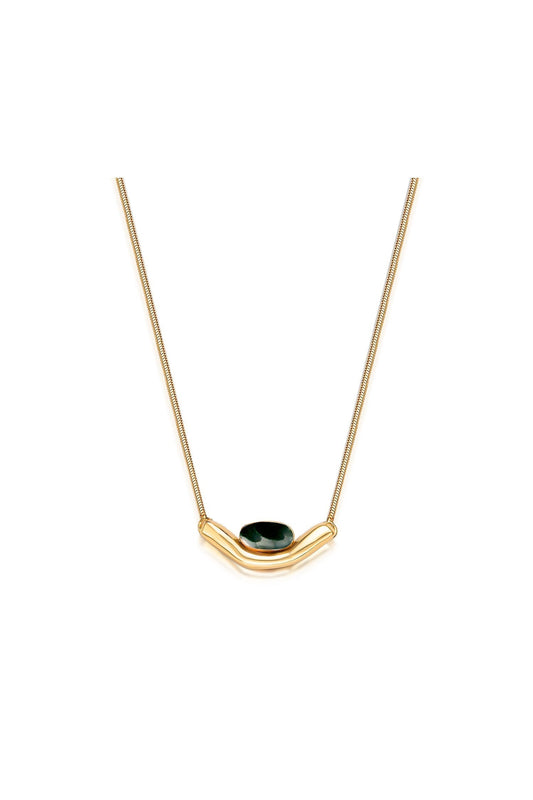 Colar Sentir com Ágata Verde em Banho de Ouro 18K para atrair equilíbrio, prosperidade e renovação para o seu dia a dia.