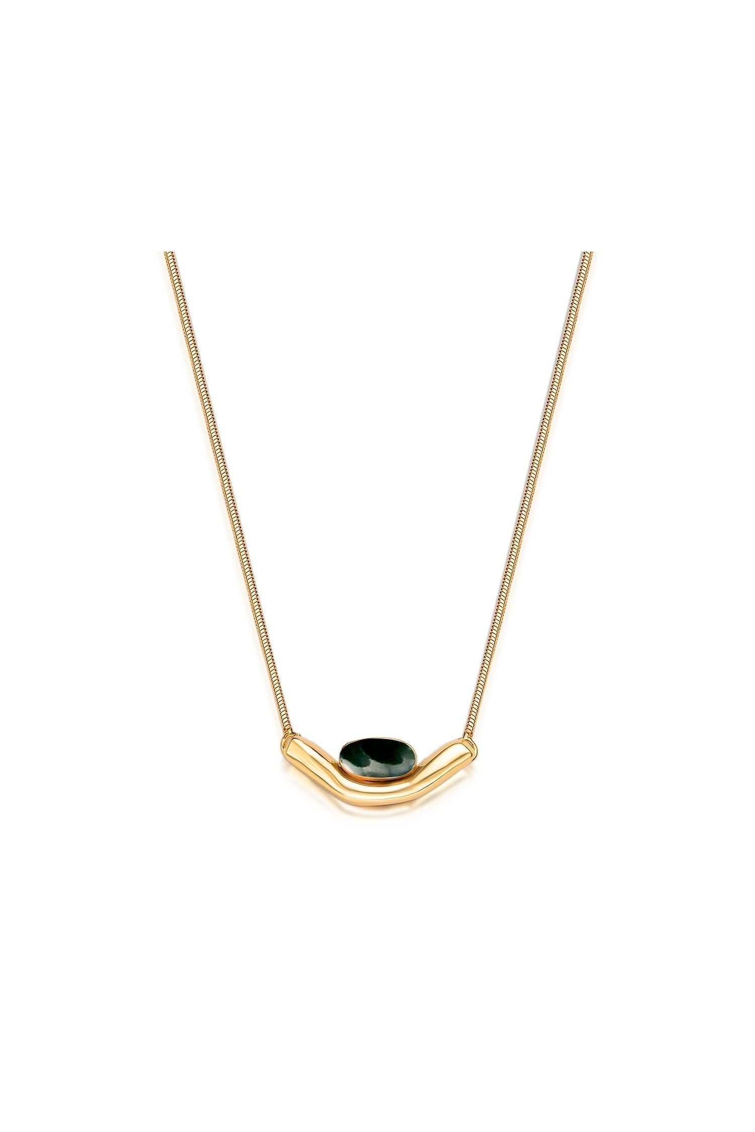 Colar Sentir com Ágata Verde em Banho de Ouro 18K para atrair equilíbrio, prosperidade e renovação para o seu dia a dia.