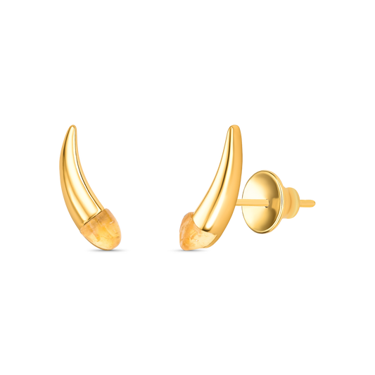 Brinco Momento com Citrino, semijoia banhada a ouro 18k — Aimer Joias