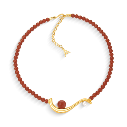 Colar Gestos - Ágata Vermelha e Pérola