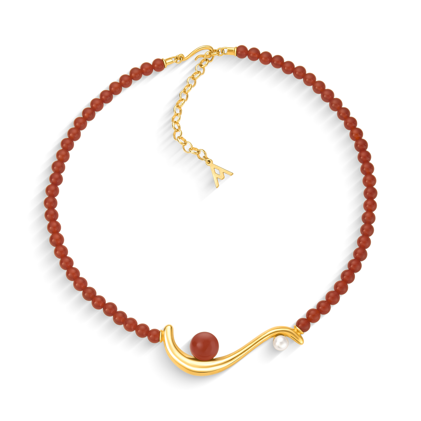 Colar Gestos - Ágata Vermelha e Pérola