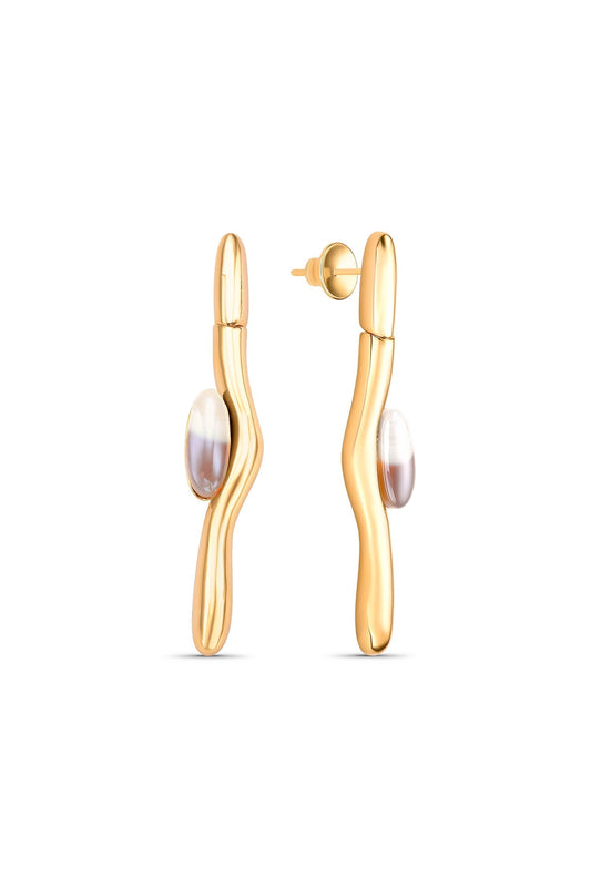 Movimento com Ágata Cinza Listrada em Banho de Ouro 18K para atrair harmonia, proteção e clareza para a sua jornada.