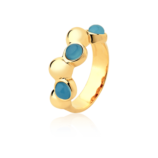 Aliança Ball - Ágata Azul Céu Semijoias de luxo e design exclusivo