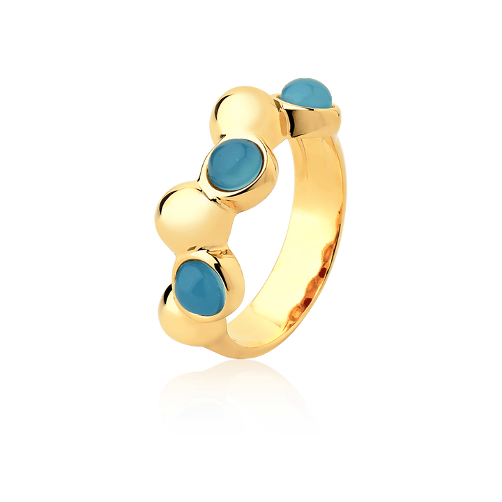 Aliança Ball - Ágata Azul Céu Semijoias de luxo e design exclusivo