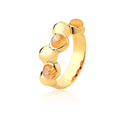 Aliança Ball com Citrino em Banho de Ouro 18K