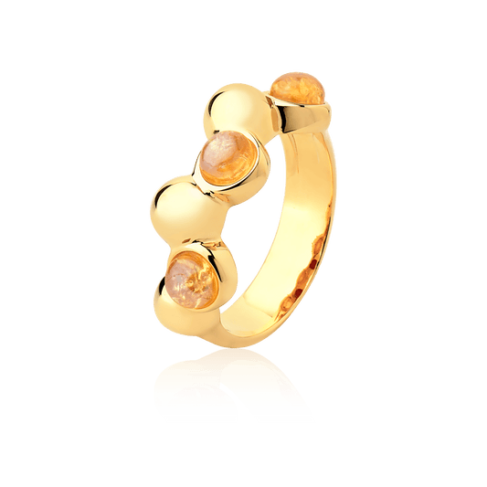 Aliança Ball com Citrino em Banho de Ouro 18K