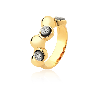 Aliança Ball com Drusa Platina em Banho de Ouro 18K - AIMER