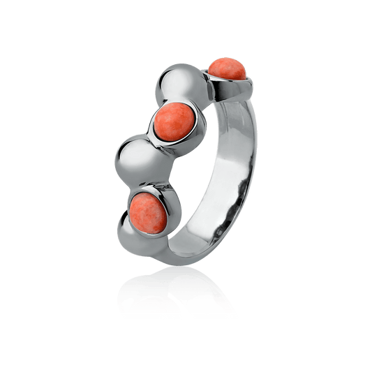 Aliança Ball com Feldspato Laranja em Banho de Ródio Negro