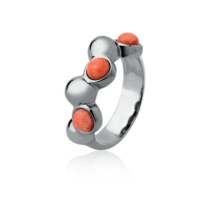 Aliança Ball com Feldspato Laranja em Banho de Ródio Negro