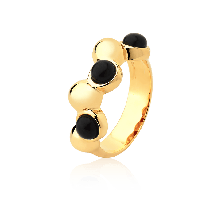 Aliança Ball com Obsidiana Negra em Banho de Ouro 18K
