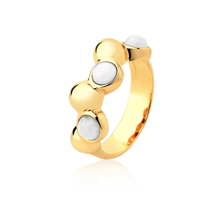 Aliança Ball com Porcelana Branca em Banho de Ouro 18K