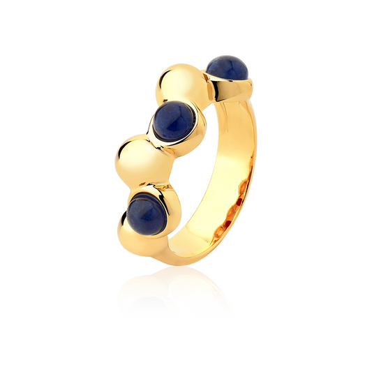 Aliança Ball com Sodalita em Banho de Ouro 18K