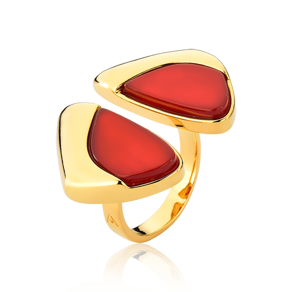 Anel Ailes - Ágata Vermelha Chapa Semijoias de luxo e design exclusivo