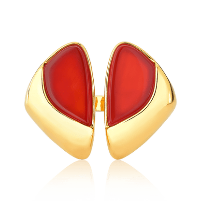 Anel Ailes - Ágata Vermelha Chapa Semijoias de luxo e design exclusivo