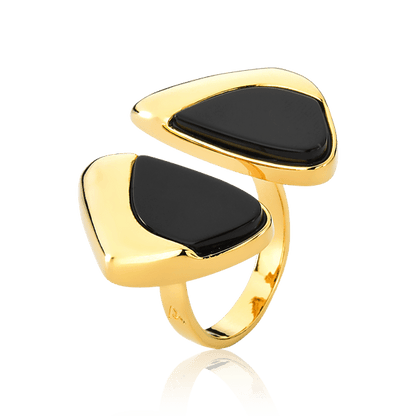 Anel Ailes - Obsidiana Negra Chapa Semijoias de luxo e design exclusivo