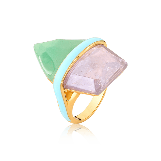 Anel Aminatu - Aventurina/Ametista Semijoias de luxo e design exclusivo