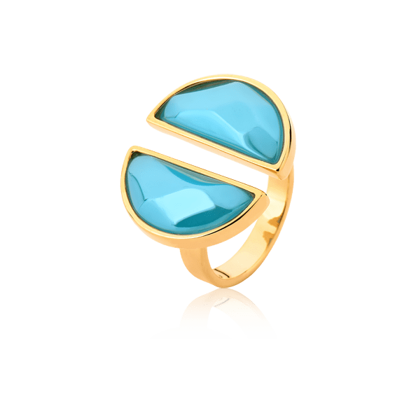 Anel Arco - Ágata Azul Céu Semijoias de luxo e design exclusivo