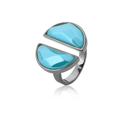 Anel Arco - Ágata Azul Céu Semijoias de luxo e design exclusivo