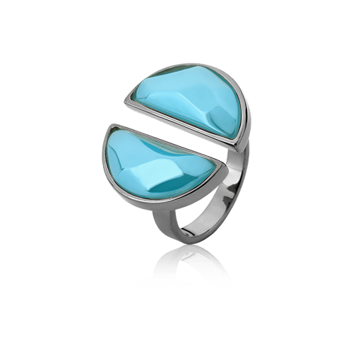 Anel Arco - Ágata Azul Céu Semijoias de luxo e design exclusivo