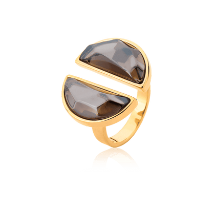 Anel Arco - Quartzo Fume Semijoias de luxo e design exclusivo