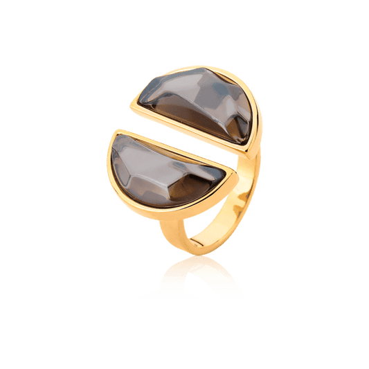 Anel Arco - Quartzo Fume Semijoias de luxo e design exclusivo