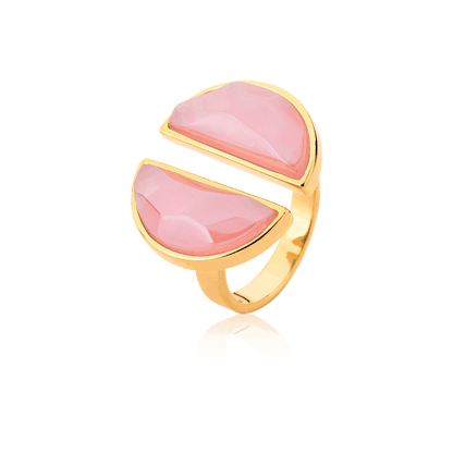 Anel Arco - Quartzo Rosa Semijoias de luxo e design exclusivo