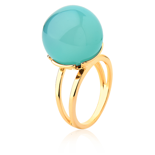 Anel Ball - Ágata Azul Céu Semijoias de luxo e design exclusivo