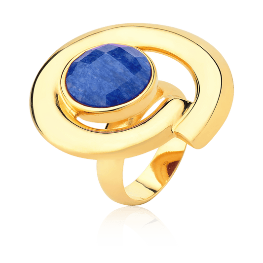 Anel Bella - Feldspato Azul Anil Semijoias de luxo e design exclusivo