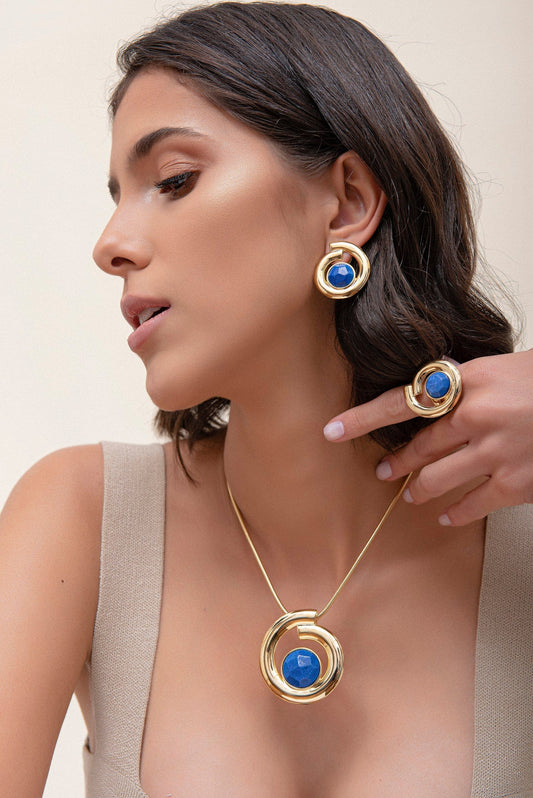 Anel Bella - Feldspato Azul Anil Semijoias de luxo e design exclusivo