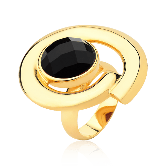 Anel Bella - Obsidiana Negra Semijoias de luxo e design exclusivo