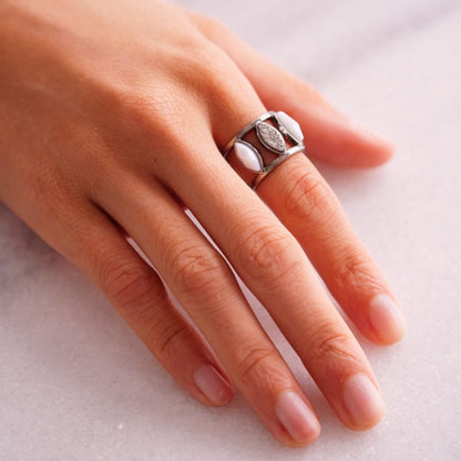 Anel Bem Me Quer - Porcelana/Drusa Platina Semijoias de luxo e design exclusivo