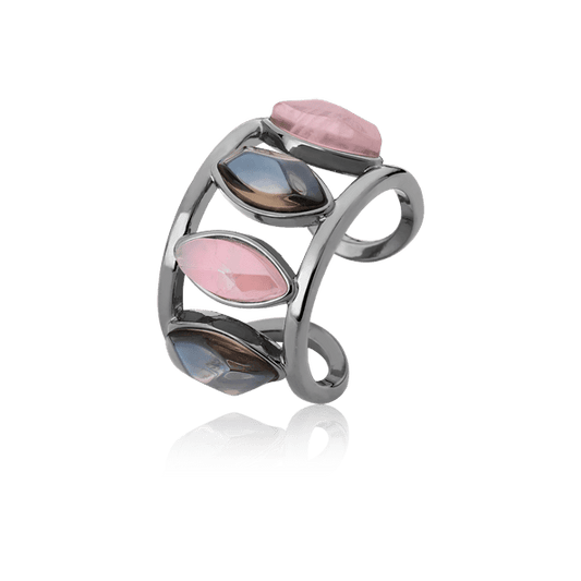 Anel Bem Me Quer - Quartzo Fume/ Quartzo Rosa Semijoias de luxo e design exclusivo