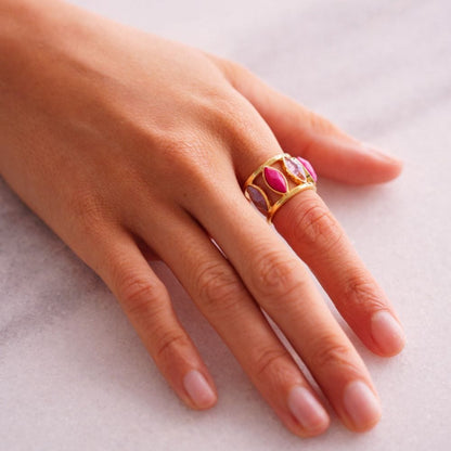 Anel Bem Me Quer - Rosa Pink/Ametista Semijoias de luxo e design exclusivo