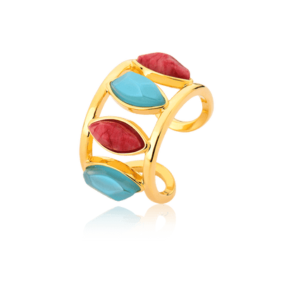 Anel Bem Me Quer - Vermelho/Azul Céu Semijoias de luxo e design exclusivo