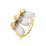 Anel Bruma com Cristal de Rocha, banhado a ouro 18k