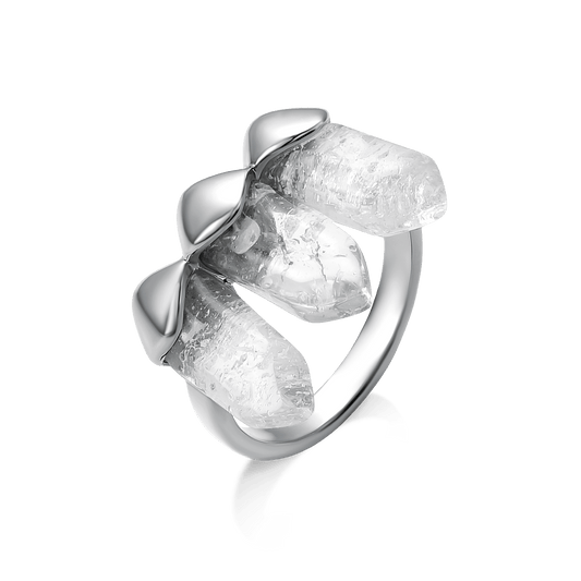 Anel Bruma - Cristal de Rocha Ródio Semijoias de luxo e design exclusivo
