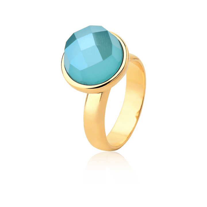 Anel Classic - Ágata Azul Céu Semijoias de luxo e design exclusivo