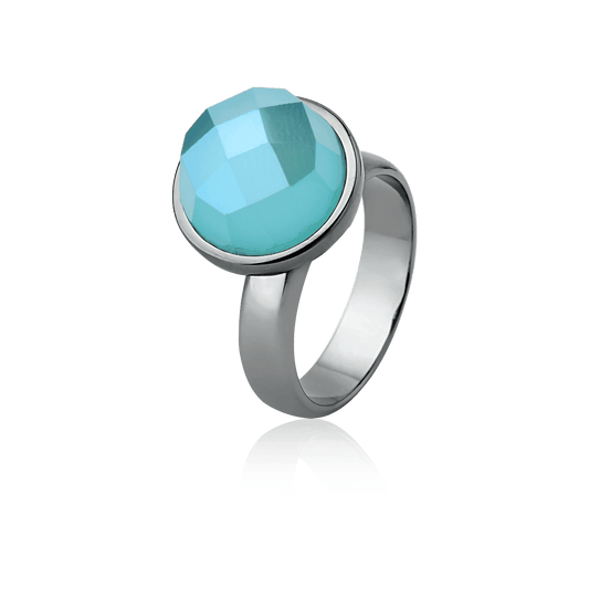 Anel Classic - Ágata Azul Céu Semijoias de luxo e design exclusivo