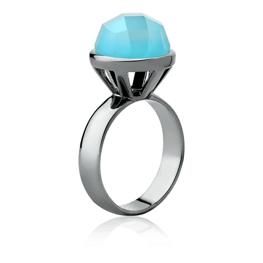 Anel Classic - Ágata Azul Céu Semijoias de luxo e design exclusivo