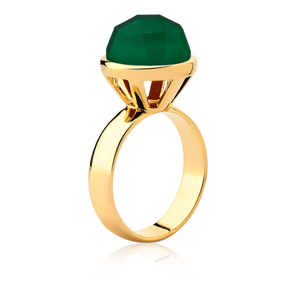 Anel Classic - Ágata Verde detalhe — Ouro 18K | Aimer Joias | anel semijoia pedra natural