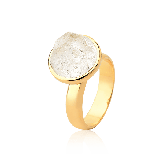 Anel Classic - Cristal de Rocha ouro 18k Semijoias de luxo e design exclusivo