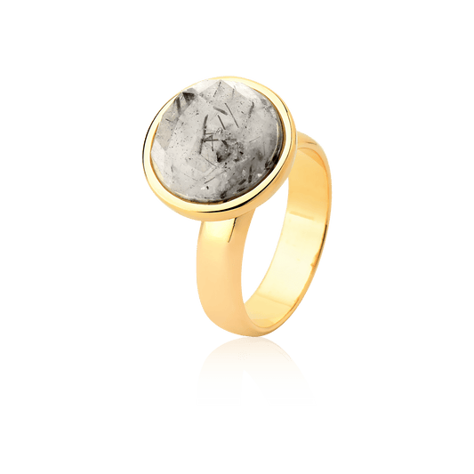 Anel Classic - Quartzo Rutilo Grafite Semijoias de luxo e design exclusivo