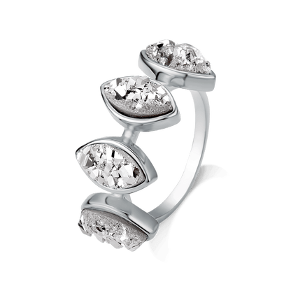 Anel Dália - Drusa Platina Ródio Semijoias de luxo e design exclusivo