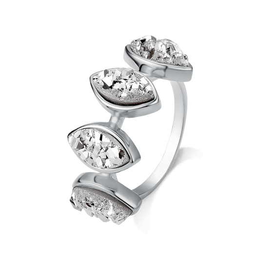 Anel Dália - Drusa Platina Ródio Semijoias de luxo e design exclusivo